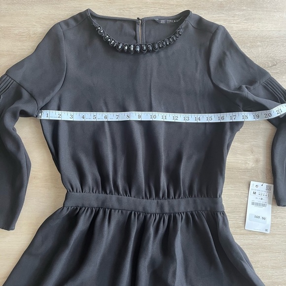 NWT Zara Elegant Black Romper Flared Sleeves SZ M - Picture 7 of 10